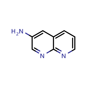 Chemical structure of 1,8-naphthyridin-3-amine , CAS 61323-19-1, AChemBlock V156622