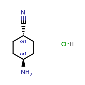 Chemical structure of cis-4-aminocyclohexanecarbonitrile;hydrochloride , CAS 1387445-51-3, AChemBlock V156639