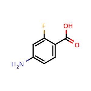 Chemical structure of 4-Amino-2-fluorobenzoic acid , CAS 446-31-1, AChemBlock V156641