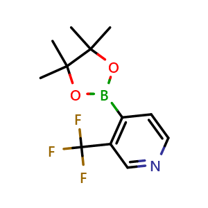 Chemical structure of 4-(4,4,5,5-tetramethyl-1,3,2-dioxaborolan-2-yl)-3-(trifluoromethyl)pyridine , CAS 2020070-33-9, AChemBlock V156648