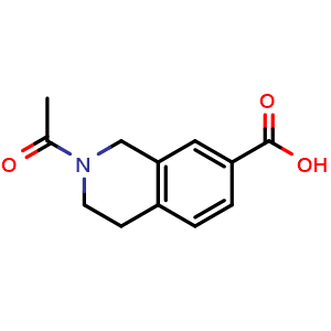 Chemical structure of 2-acetyl-1,2,3,4-tetrahydroisoquinoline-7-carboxylic acid , CAS 1160514-72-6, AChemBlock V156665