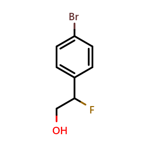 Chemical structure of 2-(4-bromophenyl)-2-fluoroethan-1-ol , CAS 1781801-90-8, AChemBlock V156676