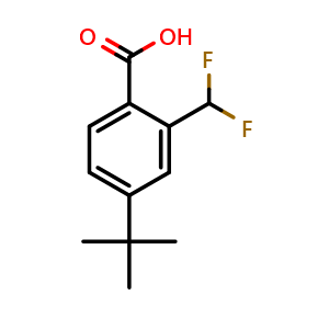 Chemical structure of 4-(tert-butyl)-2-(difluoromethyl)benzoic acid , CAS 1630983-03-7, AChemBlock V156693