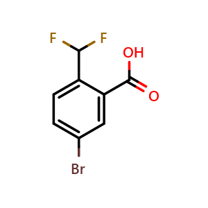 Chemical structure of 5-bromo-2-(difluoromethyl)benzoic acid , CAS 1630983-04-8, AChemBlock V156695