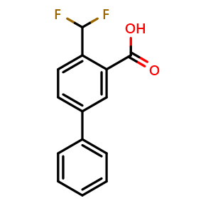 Chemical structure of 4-(difluoromethyl)-[1,1'-biphenyl]-3-carboxylic acid , CAS 1630983-05-9, AChemBlock V156696