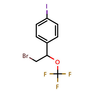 Chemical structure of 1-(2-bromo-1-(trifluoromethoxy)ethyl)-4-iodobenzene , CAS 2074668-72-5, AChemBlock V156710
