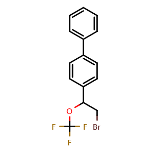 Chemical structure of 4-(2-bromo-1-(trifluoromethoxy)ethyl)-1,1'-biphenyl , CAS 2074668-78-1, AChemBlock V156717