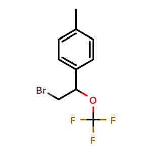 Chemical structure of 1-(2-bromo-1-(trifluoromethoxy)ethyl)-4-methylbenzene , CAS 2074633-38-6, AChemBlock V156719