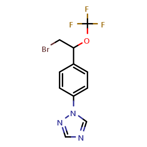 Chemical structure of 1-(4-(2-bromo-1-(trifluoromethoxy)ethyl)phenyl)-1H-1,2,4-triazole , CAS 2074668-84-9, AChemBlock V156722