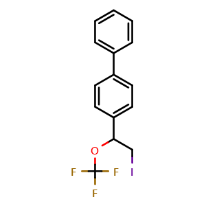Chemical structure of 4-(2-iodo-1-(trifluoromethoxy)ethyl)-1,1'-biphenyl , CAS 2410565-59-0, AChemBlock V156761