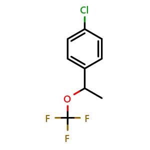 Chemical structure of 1-chloro-4-(1-(trifluoromethoxy)ethyl)benzene , CAS 2169949-57-7, AChemBlock V156778