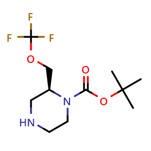 Chemical structure of tert-butyl (S)-2-((trifluoromethoxy)methyl)piperazine-1-carboxylate , CAS 2671125-18-9, AChemBlock V156785