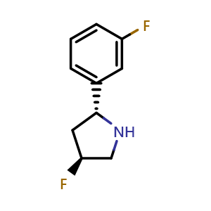 Chemical structure of (2R,4S)-4-fluoro-2-(3-fluorophenyl)pyrrolidine , CAS 1364890-03-8, AChemBlock V156804
