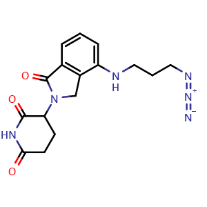 Chemical structure of 3-(4-((3-azidopropyl)amino)-1-oxoisoindolin-2-yl)piperidine-2,6-dione , CAS 2399455-71-9, AChemBlock V156807