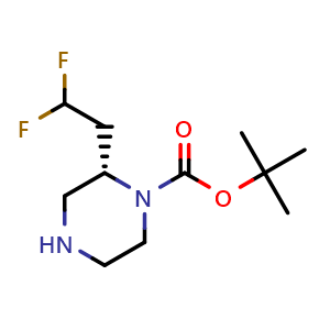 Chemical structure of tert-butyl (S)-2-(2,2-difluoroethyl)piperazine-1-carboxylate , CAS 2454397-80-7, AChemBlock V156809