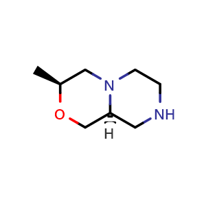 Chemical structure of (3S,9aS)-3-methyloctahydropyrazino[2,1-c][1,4]oxazine , CAS 2245862-69-3, AChemBlock V156811