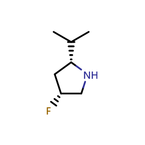 Chemical structure of (2R,4R)-4-fluoro-2-isopropylpyrrolidine , CAS 1932194-44-9, AChemBlock V156836