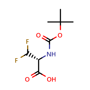 Chemical structure of (R)-2-((tert-butoxycarbonyl)amino)-3,3-difluoropropanoic acid , CAS 2349311-08-4, AChemBlock V156877