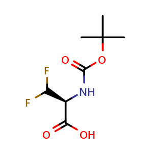 Chemical structure of (S)-2-((tert-butoxycarbonyl)amino)-3,3-difluoropropanoic acid , CAS 2350284-22-7, AChemBlock V156878