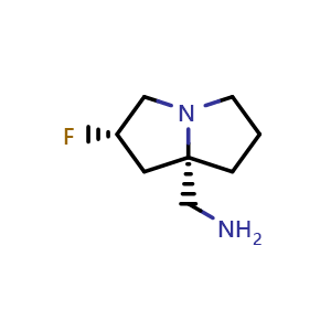 Chemical structure of ((2S,7aS)-2-fluorotetrahydro-1H-pyrrolizin-7a(5H)-yl)methanamine , AChemBlock V156879