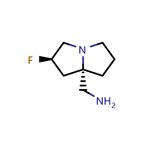 Chemical structure of ((2R,7aS)-2-fluorotetrahydro-1H-pyrrolizin-7a(5H)-yl)methanamine , CAS 2097518-31-3, AChemBlock V156880