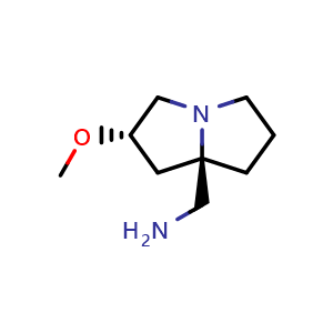 Chemical structure of ((2S,7aR)-2-methoxytetrahydro-1H-pyrrolizin-7a(5H)-yl)methanamine , AChemBlock V156898