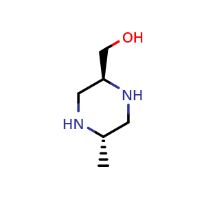 Chemical structure of ((2S,5S)-5-methylpiperazin-2-yl)methanol , CAS 2407907-32-6, AChemBlock V156948