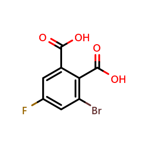 Chemical structure of 3-bromo-5-fluorophthalic acid , CAS 2417932-11-5, AChemBlock V156965