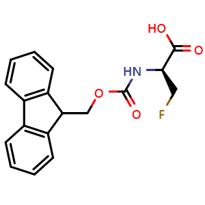 Chemical structure of (S)-2-((((9H-fluoren-9-yl)methoxy)carbonyl)amino)-3-fluoropropanoic acid , CAS 2349791-92-8, AChemBlock V156975