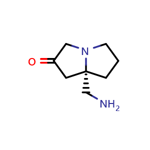 Chemical structure of (S)-7a-(aminomethyl)tetrahydro-1H-pyrrolizin-2(3H)-one , AChemBlock V156979