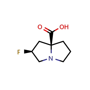 Chemical structure of (2S,7aS)-2-fluorotetrahydro-1H-pyrrolizine-7a(5H)-carboxylic acid , AChemBlock V156988