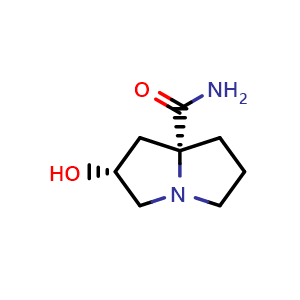 Chemical structure of (2R,7aR)-2-hydroxytetrahydro-1H-pyrrolizine-7a(5H)-carboxamide , AChemBlock V157021