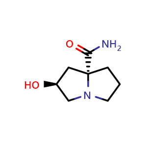 Chemical structure of (2S,7aR)-2-hydroxytetrahydro-1H-pyrrolizine-7a(5H)-carboxamide , AChemBlock V157022