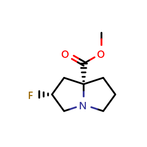 Chemical structure of Methyl (2R,7aR)-2-fluorotetrahydro-1H-pyrrolizine-7a(5H)-carboxylate , CAS 2725774-21-8, AChemBlock V157027