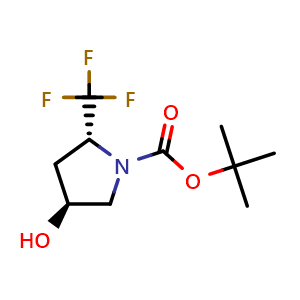 Chemical structure of tert-butyl (2R,4S)-4-hydroxy-2-(trifluoromethyl)pyrrolidine-1-carboxylate , CAS 2433809-38-0, AChemBlock V157031