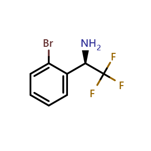 Chemical structure of (R)-1-(2-bromophenyl)-2,2,2-trifluoroethan-1-amine , CAS 1213913-82-6, AChemBlock V157042