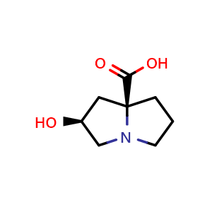 Chemical structure of (2S,7aS)-2-Hydroxyhexahydro-1H-pyrrolizine-7a-carboxylic acid , AChemBlock V157050