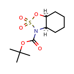 Chemical structure of tert-butyl (3aR,7aS)-hexahydro-3H-benzo[d][1,2,3]oxathiazole-3-carboxylate 2,2-dioxide , CAS 1206227-47-5, AChemBlock V157057
