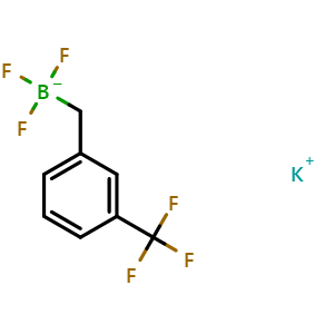 Chemical structure of potassium trifluoro(3-(trifluoromethyl)benzyl)borate , CAS 1494466-25-9, AChemBlock V157084