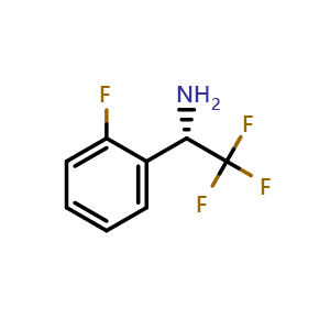 Chemical structure of (S)-2,2,2-trifluoro-1-(2-fluorophenyl)ethan-1-amine , CAS 1213370-95-6, AChemBlock V157096