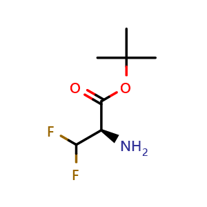 Chemical structure of tert-butyl (R)-2-amino-3,3-difluoropropanoate , CAS 2349340-17-4, AChemBlock V157101