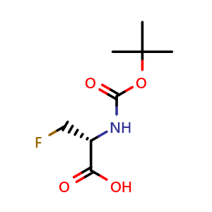 Chemical structure of (R)-2-((tert-butoxycarbonyl)amino)-3-fluoropropanoic acid , CAS 76399-81-0, AChemBlock V157106