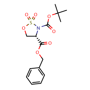 Chemical structure of 4-benzyl 3-(tert-butyl) (S)-1,2,3-oxathiazolidine-3,4-dicarboxylate 2,2-dioxide , CAS 889459-00-1, AChemBlock V157115