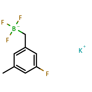Chemical structure of potassium trifluoro(3-fluoro-5-methylbenzyl)borate , AChemBlock V157139