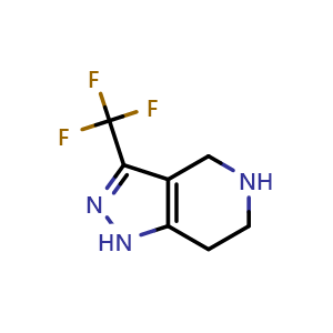 Chemical structure of 3-(trifluoromethyl)-4,5,6,7-tetrahydro-1H-pyrazolo[4,3-c]pyridine , CAS 743419-80-9, AChemBlock V157151