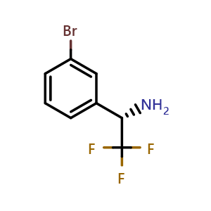 Chemical structure of (S)-1-(3-bromophenyl)-2,2,2-trifluoroethan-1-amine , CAS 878539-31-2, AChemBlock V157154