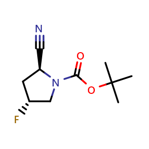 Chemical structure of tert-butyl (2S,4R)-2-cyano-4-fluoropyrrolidine-1-carboxylate , CAS 1330286-47-9, AChemBlock V157205