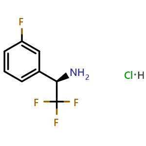 Chemical structure of (R)-2,2,2-trifluoro-1-(3-fluorophenyl)ethan-1-amine hydrochloride , CAS 1391527-41-5, AChemBlock V157214