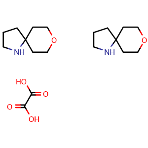 Chemical structure of 8-oxa-1-azaspiro[4.5]decane hemioxalate , CAS 1419186-28-9, AChemBlock V157220