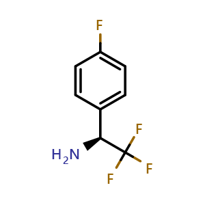 Chemical structure of (S)-2,2,2-trifluoro-1-(4-fluorophenyl)ethan-1-amine , CAS 929804-89-7, AChemBlock V157228
